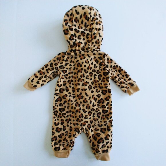 Carter's Leopard Print Fleece Zip-Up Jumpsuit Newborn - Picture 2 of 5